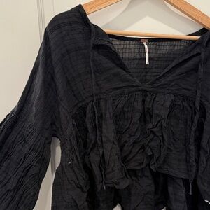 Free People Flowy Black Top